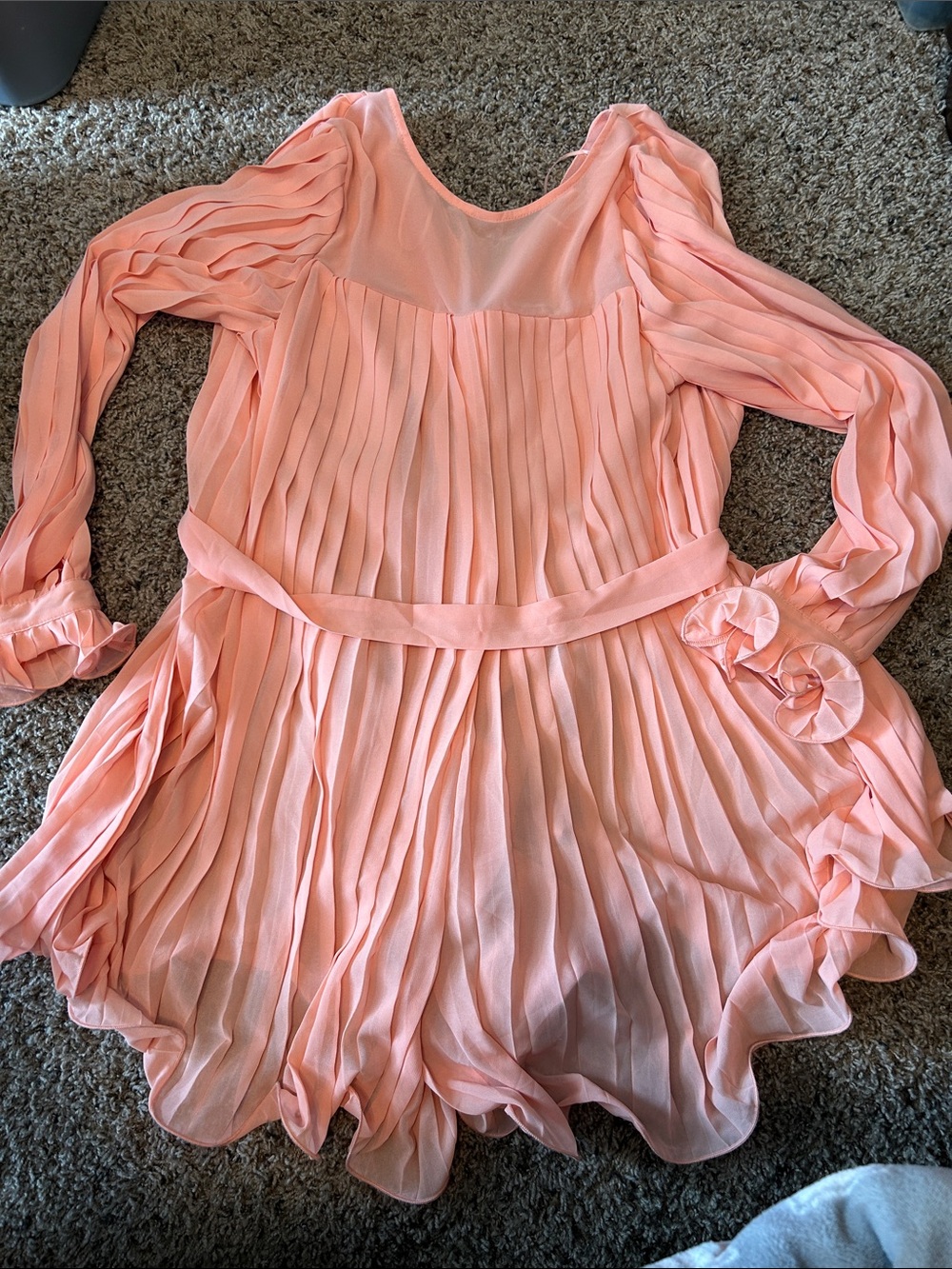 2.7 August Apparel Peach Ruffle Hem Dress